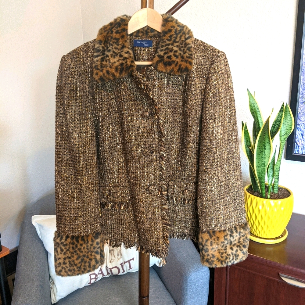 Fundamental Things Tweed Faux Fur Vintage Jacket